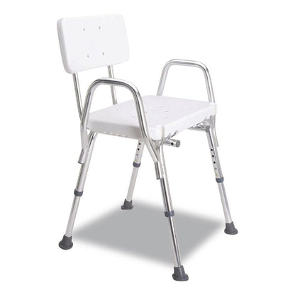 Shower Chair with Back, Supports Up to 350 lb, 16" to 20" Seat Height, White/Silver