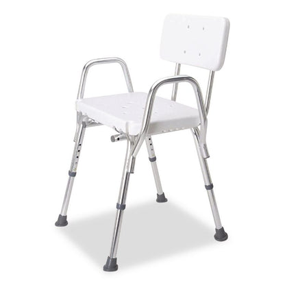 Shower Chair with Back, Supports Up to 350 lb, 16" to 20" Seat Height, White/Silver