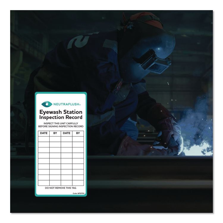 Eyewash Station Inspection Label, "Eyewash Station Inspection Record/Chart", 6" x 3", Green/Black/White