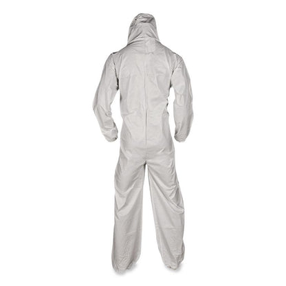 A35 Liquid and Particle Protection Coveralls, Zipper Front, Hooded, Elastic Wrists and Ankles, 3X-Large, White, 25/Carton