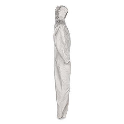 A35 Liquid and Particle Protection Coveralls, Zipper Front, Hooded, Elastic Wrists and Ankles, 3X-Large, White, 25/Carton