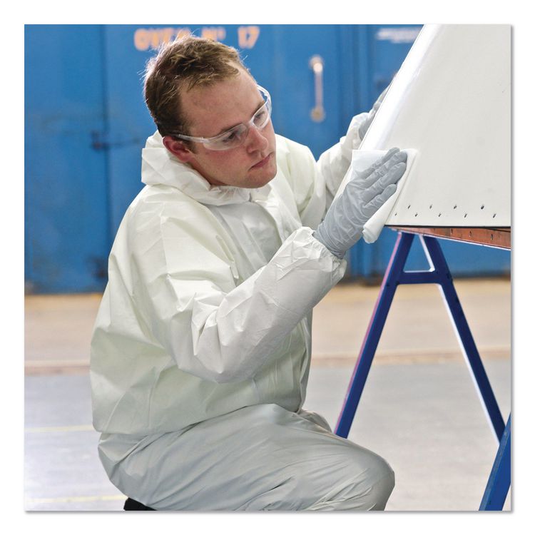 A35 Liquid and Particle Protection Coveralls, Zipper Front, Hooded, Elastic Wrists and Ankles, 3X-Large, White, 25/Carton