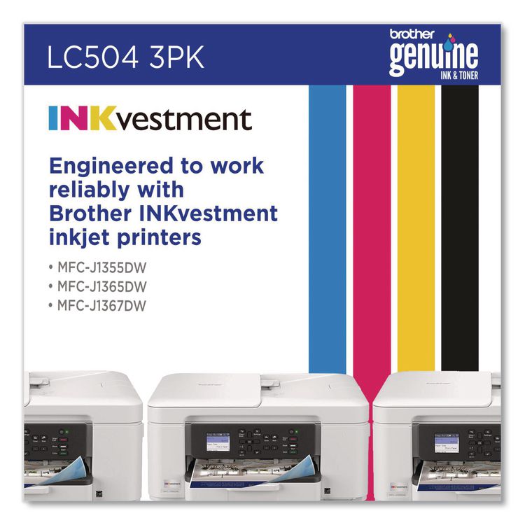LC504 INKvestment Ink, 500 Page-Yield, Cyan/Magenta/Yellow, 3/Pack