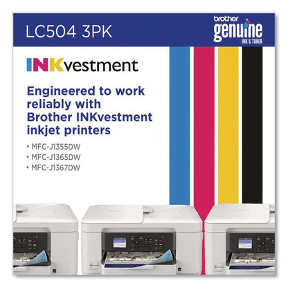 LC504 INKvestment Ink, 500 Page-Yield, Cyan/Magenta/Yellow, 3/Pack