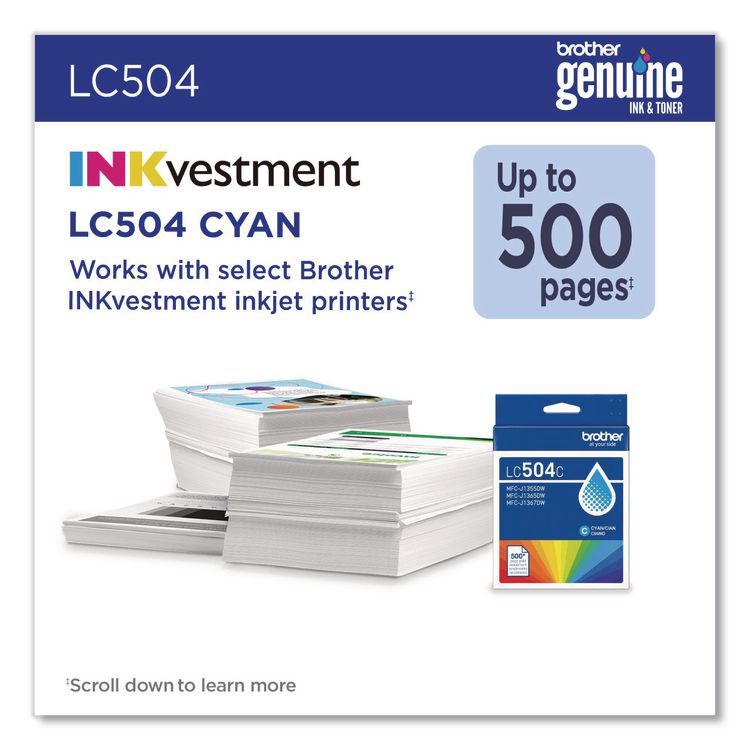 LC504 INKvestment Ink, 500 Page-Yield, Cyan