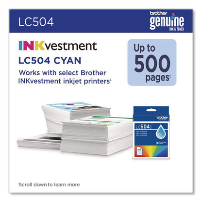 LC504 INKvestment Ink, 500 Page-Yield, Cyan