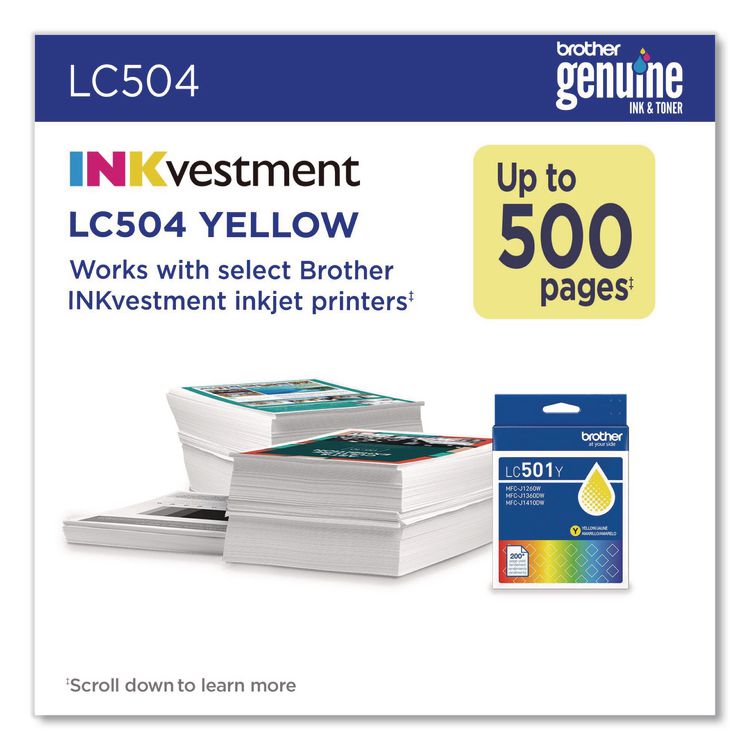 LC504 INKvestment Ink, 500 Page-Yield, Yellow