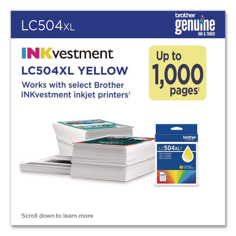 LC504 INKvestment, High-Yield Ink, 1,000 Page-Yield, Yellow