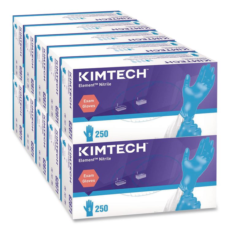 Element Nitrile Exam Gloves, Powder-Free, AQL 1.5, Small, 3.2 mil Thick, 9.3" Long, Blue, 250/Box, 10 Boxes/Carton