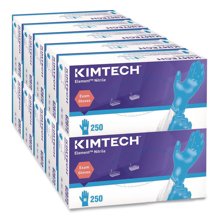 Element Nitrile Exam Gloves, Powder-Free, AQL 1.5, Medium, 3.2 mil Thick, 9.3" Long, Blue, 250/Box, 10 Boxes/Carton