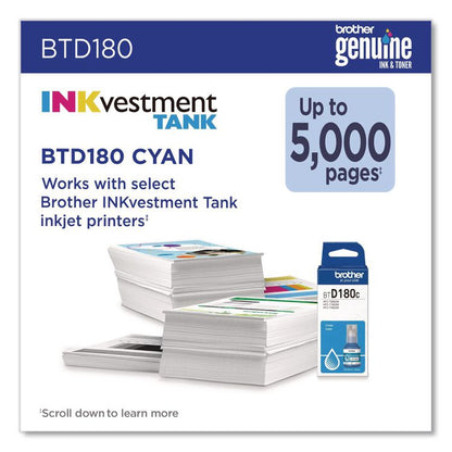 BTD180 INKvestment, High-Yield Ink, 5,000 Page-Yield, Cyan