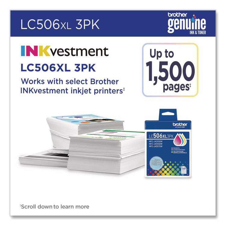 LC506 INKvestment, High-Yield Ink, 1,500 Page-Yield, Cyan/Magenta/Yellow