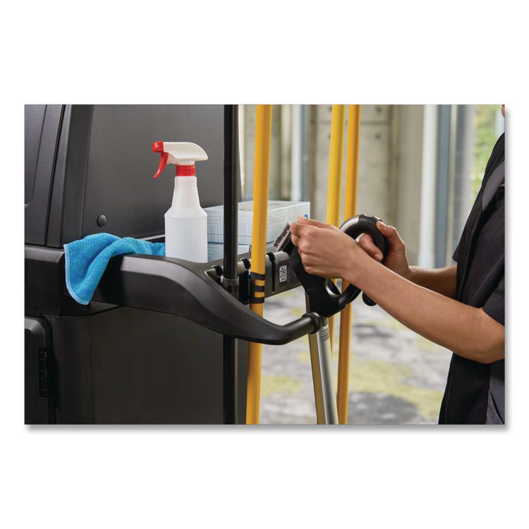 Vacuum Holder, For All Rubbermaid Commercial Full Size and Compact Housekeeping Carts, Plastic, Black, 6/Carton