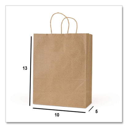 Get Reddi Paper Bags, Pixie Size, 60# Basis Weight, Twisted Rope Handles, 10" x 5" x 13", Brown, 250/Carton