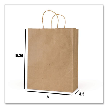 Get Reddi Paper Bags, Pulse Size, 60# Basis Weight, Twisted Rope Handles, 8 x 4.5 x 10.25, Brown, 250/Carton