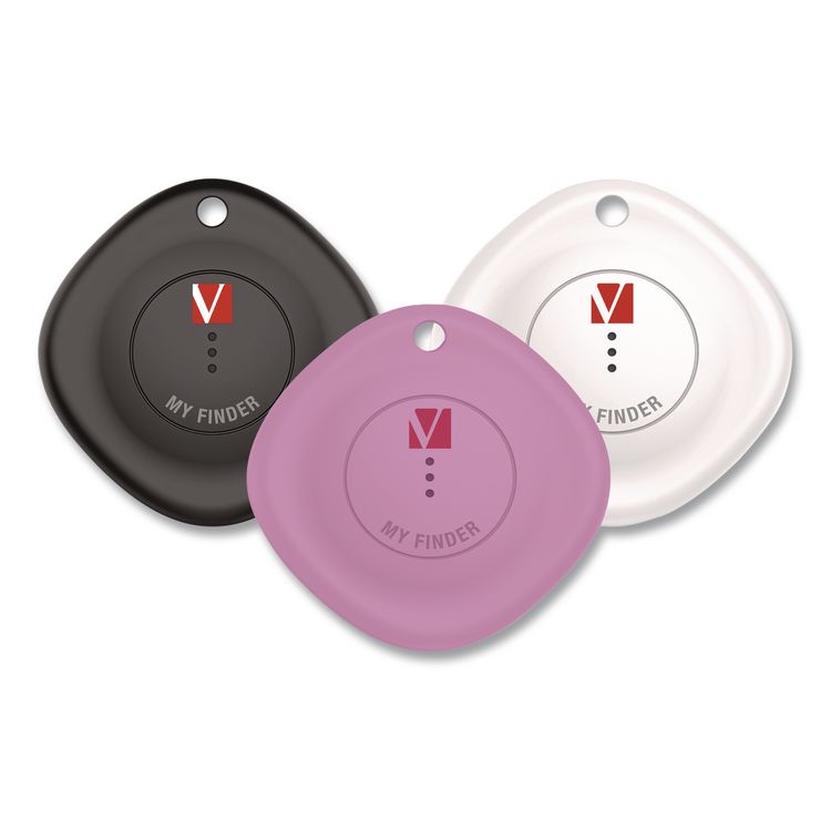 My Finder Bluetooth Tracker for Apple iOS, Black/Purple/White, 3/Pack
