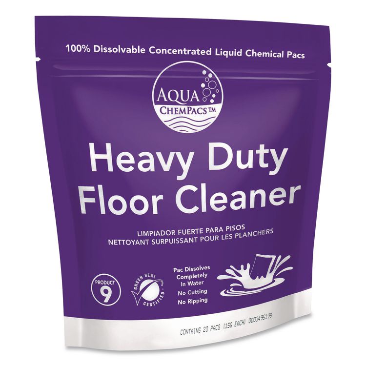 Aqua ChemPacs Heavy Duty Floor Cleaner, Lavender Scent, 100 ChemPacs/Pack