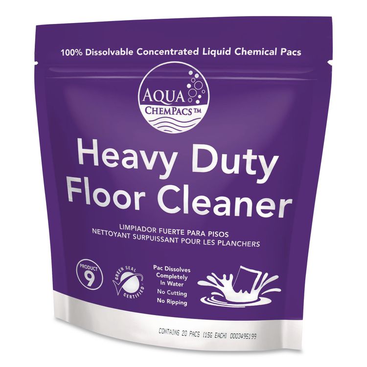 Aqua ChemPacs Heavy Duty Floor Cleaner, Lavender Scent, 100 ChemPacs/Pack