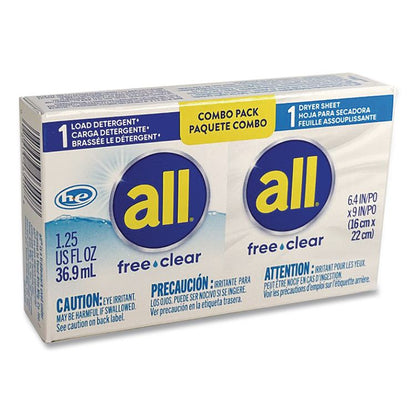 Free Clear HE Liquid Laundry Detergent/Dryer Sheet Dual Vend Pack, 100/Carton