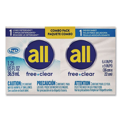 Free Clear HE Liquid Laundry Detergent/Dryer Sheet Dual Vend Pack, 100/Carton