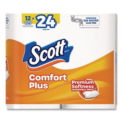 ComfortPlus Toilet Paper, Double Roll, Bath Tissue, Septic Safe, 1-Ply, White, 231 Sheets/Roll, 12 Rolls/Pack, 4 Packs/Carton