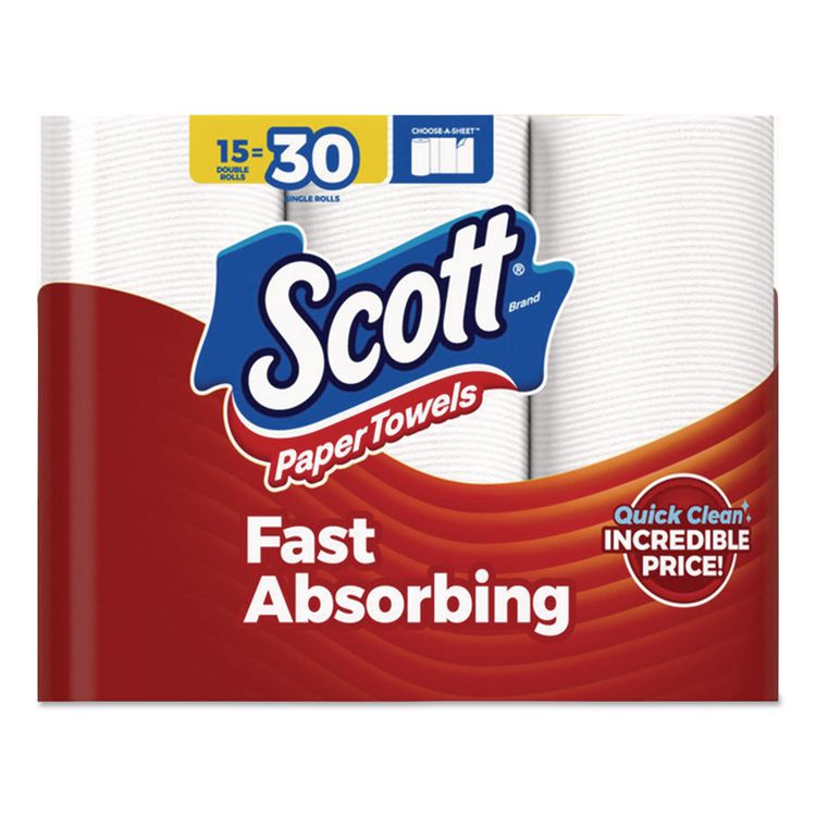 Choose-A-Sheet Kitchen Roll Paper Towels, Double Roll, 1-Ply, 7.31 x 11, White, 108 Sheets/Roll, 15 Rolls/PK, 2 Packs/Carton