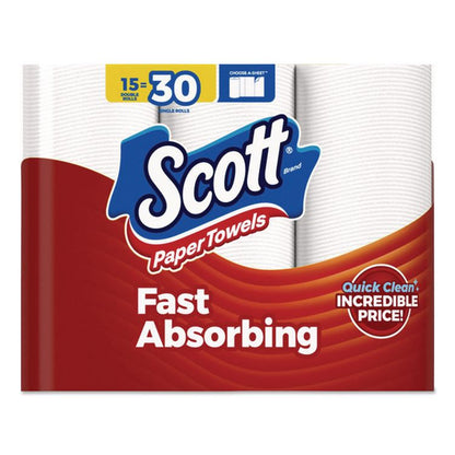 Choose-A-Sheet Kitchen Roll Paper Towels, Double Roll, 1-Ply, 7.31 x 11, White, 108 Sheets/Roll, 15 Rolls/PK, 2 Packs/Carton