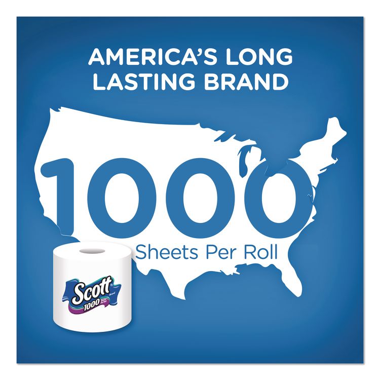 1000 Bathroom Tissue, Septic Safe, 1-Ply, White, 1,000 Sheets/Roll, 12 Rolls/Pack, 4 Packs/Carton