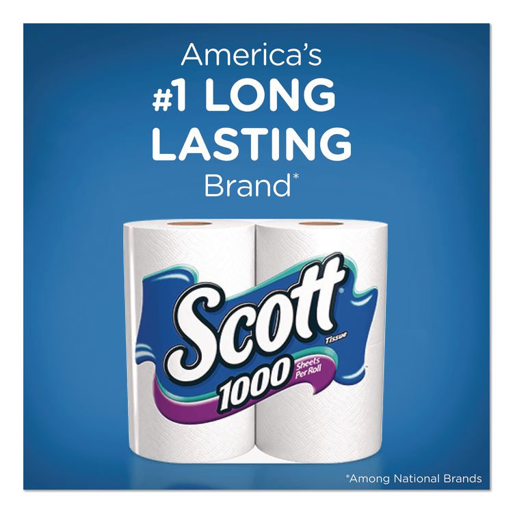1000 Bathroom Tissue, Septic Safe, 1-Ply, White, 1,000 Sheets/Roll, 12 Rolls/Pack, 4 Packs/Carton