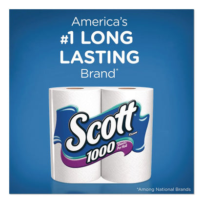 1000 Bathroom Tissue, Septic Safe, 1-Ply, White, 1,000 Sheets/Roll, 12 Rolls/Pack, 4 Packs/Carton
