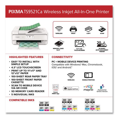 PIXMA TS9521Ca Inkjet Printer, Copy/Print/Scan