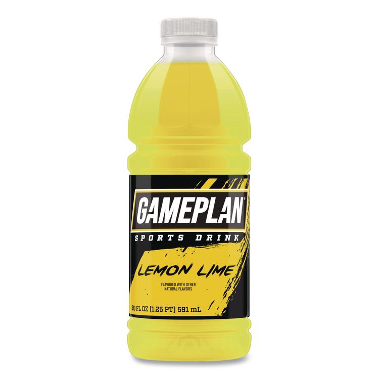 Gameplan Sports Drink, Lemon Lime, 20 oz Bottle, 24/Carton