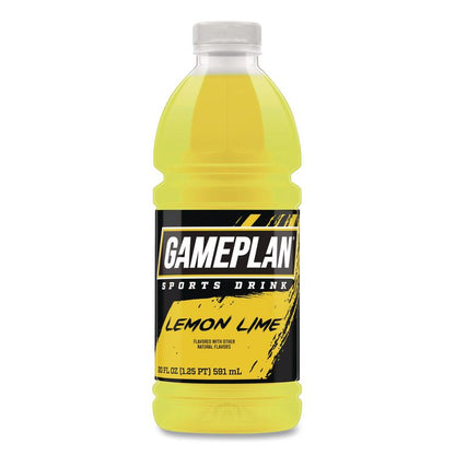Gameplan Sports Drink, Lemon Lime, 20 oz Bottle, 24/Carton