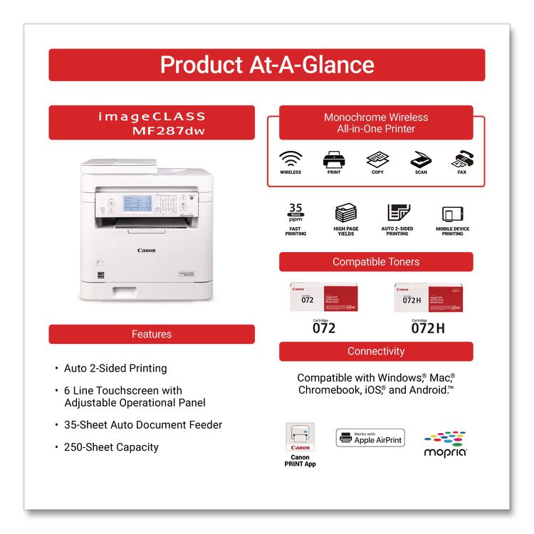 imageCLASS MF287dw, Copy/Fax/Print/Scan