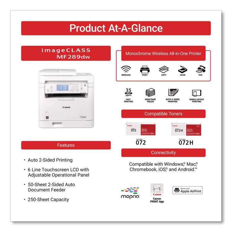 imageCLASS MF289dw, Copy/Fax/Print/Scan
