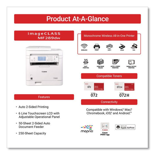 imageCLASS MF289dw, Copy/Fax/Print/Scan