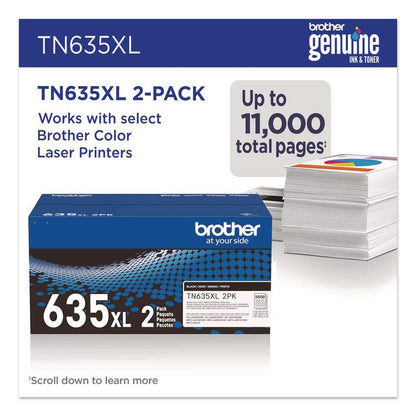 TN635XL High-Yield Toner, 7,500 Page-Yield, Black, 2/Pack