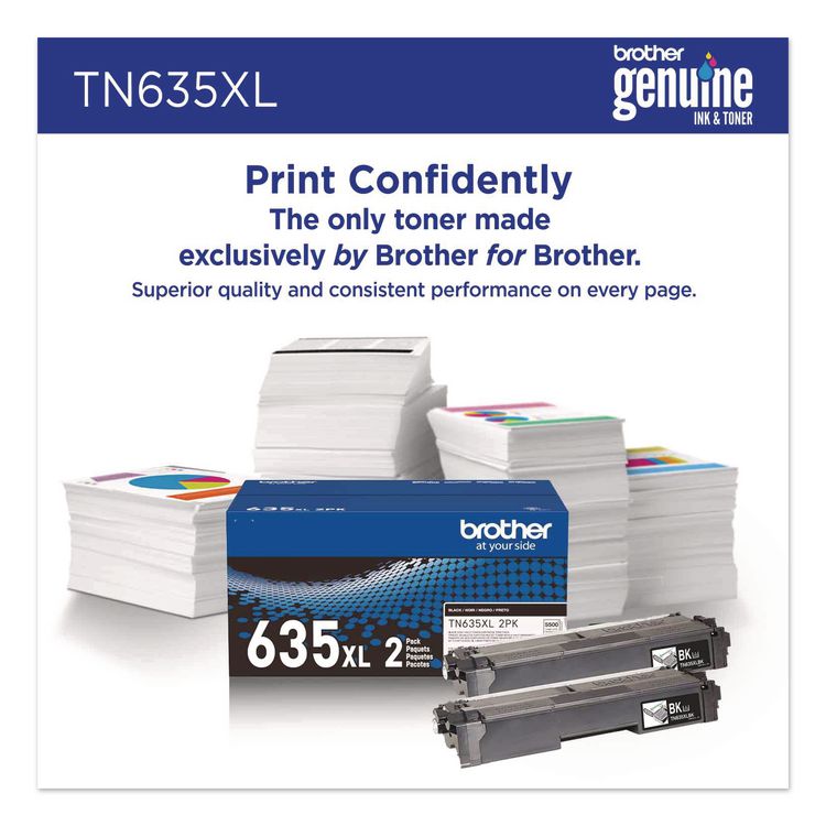 TN635XL High-Yield Toner, 7,500 Page-Yield, Black, 2/Pack