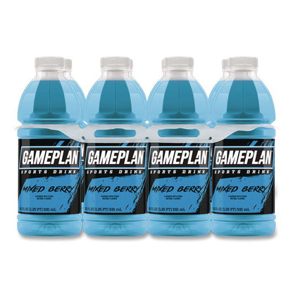 Gameplan Sports Drink, Mixed Berry, 20 oz Bottle, 24/Carton