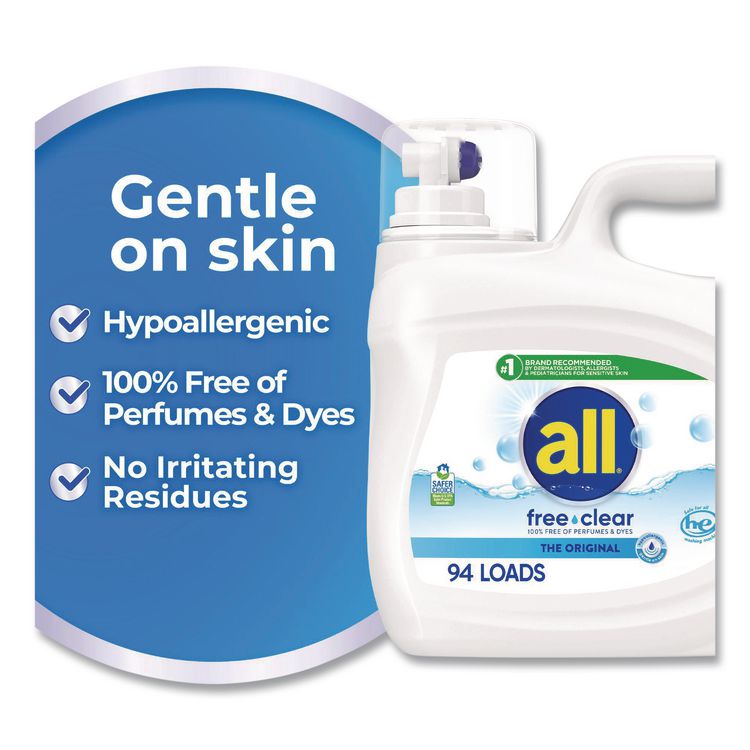 Free Clear HE Laundry Detergent, 118 oz Bottle, 4/Carton