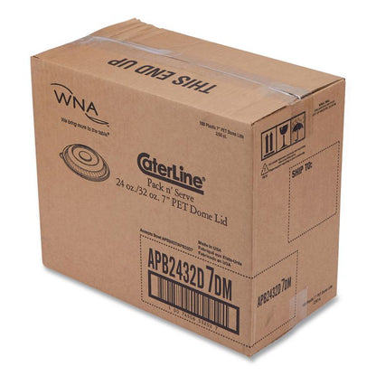 CaterLine Pack 'n Serv Dome Lid, 7" dia x 1.5" h, Clear, Plastic, 50/Pack, 2 Packs/Carton