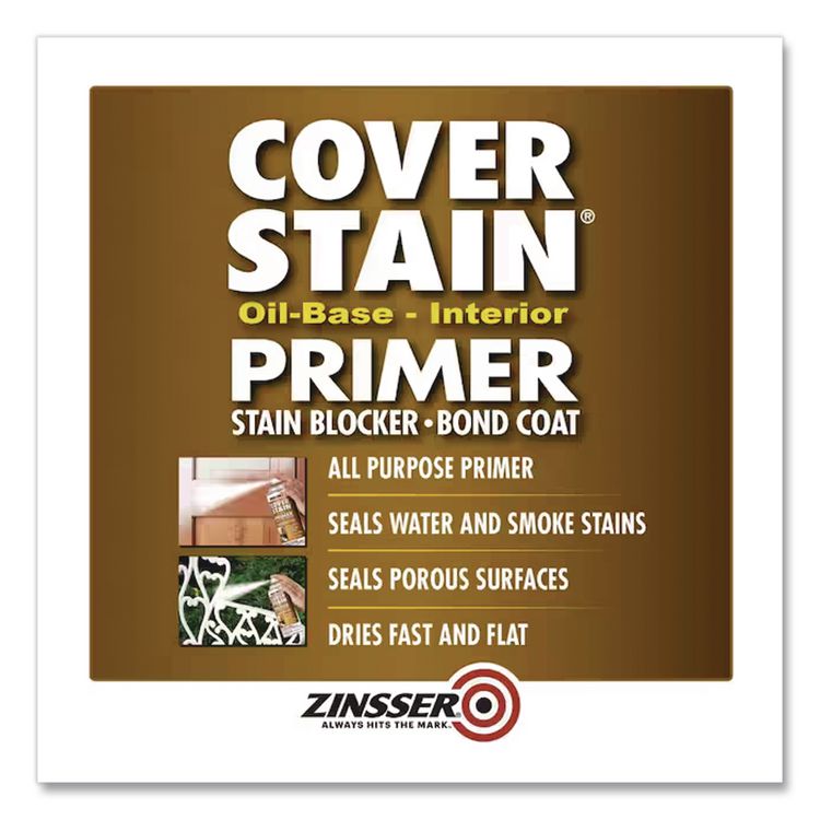 Cover Stain Oil-Based Spray Primer, Interior/Exterior, Flat White, 13 oz Aerosol Can, 6/Carton