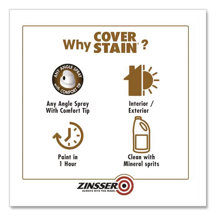 Cover Stain Oil-Based Spray Primer, Interior/Exterior, Flat White, 13 oz Aerosol Can, 6/Carton