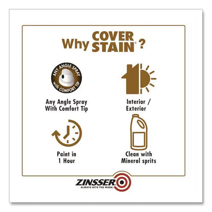 Cover Stain Oil-Based Spray Primer, Interior/Exterior, Flat White, 13 oz Aerosol Can, 6/Carton
