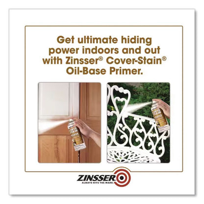 Cover Stain Oil-Based Spray Primer, Interior/Exterior, Flat White, 13 oz Aerosol Can, 6/Carton