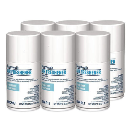 Metered Air Freshener Refill, Fresh Linen, 7 oz Aerosol Can, 6/Carton
