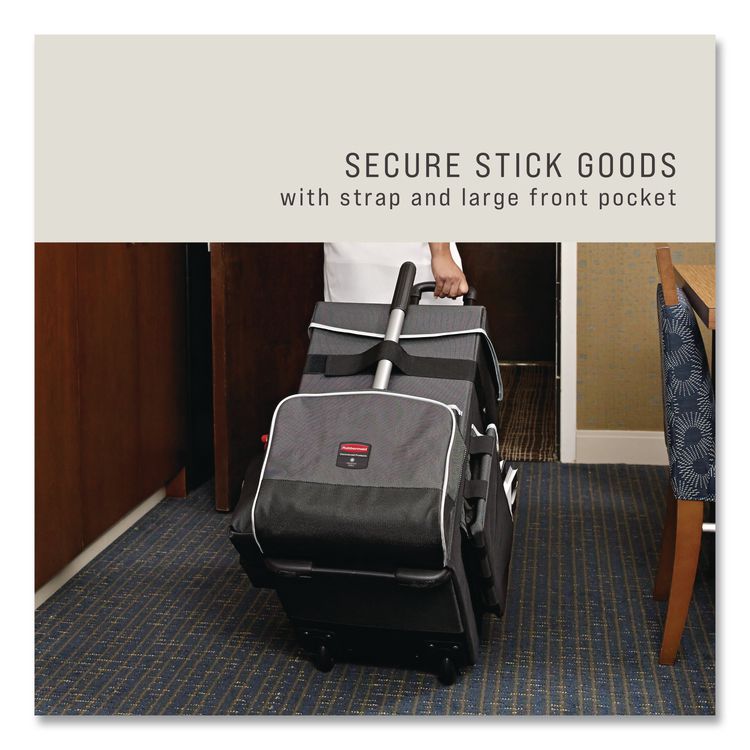 Executive Quick Clean Janitorial Cart, Synthetic Fabric, 16 Compartments, 14.25" x 16.5" x 25", Dark Gray