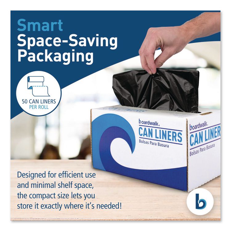 Reprocessed Resin Can Liners, 60 gal, 1.2 mil, 38 x 58, Black, 50 Bags/Carton