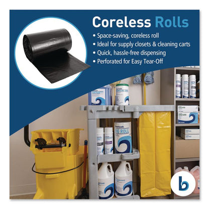 Reprocessed Resin Can Liners, 60 gal, 1.2 mil, 38 x 58, Black, 50 Bags/Carton