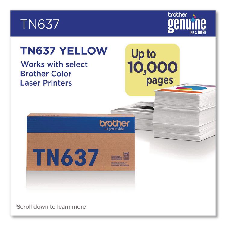 TN637 Ultra High-Yield Toner, 10,000 Page-Yield, Yellow